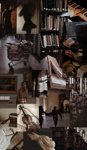 Mysterious Bookshop Collage Wallpaper