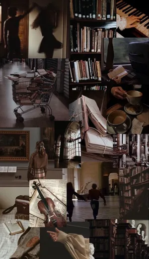 Mysterious Bookshop Collage Wallpaper
