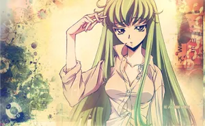 Mysterious C.c. From Code Geass Anime Series Wallpaper