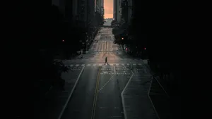 Mysterious Dark Crossroad At Night Wallpaper