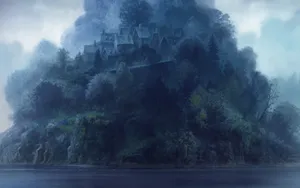 Mysterious Dark Island At Night Wallpaper