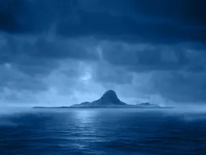 Mysterious Dark Island Under The Moonlight Wallpaper