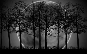 Mysterious Dark Moon Illuminating The Night Sky Wallpaper