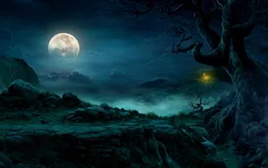 Mysterious Dark Moon Illuminating The Night Sky Wallpaper