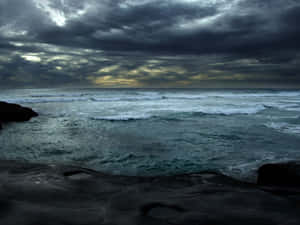 Mysterious Dark Ocean At Night Wallpaper