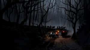 Mysterious Dark Road At Night Wallpaper