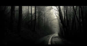 Mysterious Dark Road At Night Wallpaper