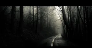 Mysterious Dark Road At Night Wallpaper
