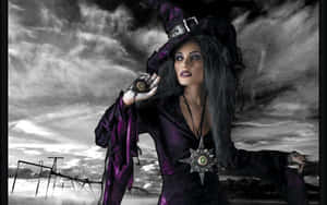 Mysterious Dark Witch Casting A Magical Spell Wallpaper