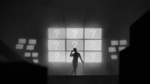 Mysterious Figure Question Marks Wallpaper