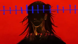 Mysterious Figure Red Background Wallpaper