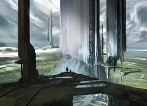 Mysterious Forerunner Structure In The Halo Universe Wallpaper