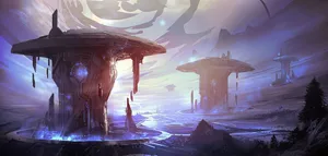 Mysterious Forerunner Structure In The Midst Of A Halo Battle. Wallpaper