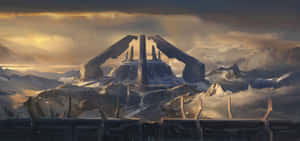 Mysterious Forerunner Structure On A Halo Ring Wallpaper