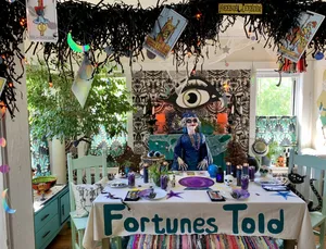 Mysterious Fortune Teller Reading Tarot Cards Wallpaper