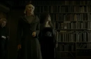 Mysterious Gathering Dark Library Wallpaper