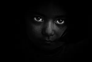 Mysterious Girl In Black And White On Computer Screen Wallpaper