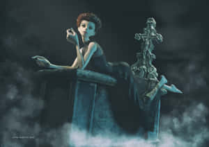 Mysterious_ Gothic_ Queen_on_ Throne Wallpaper