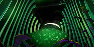 Mysterious Green Figurewith Question Marks Wallpaper