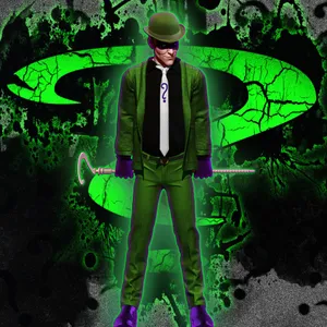 Mysterious Green Question Mark Man Wallpaper