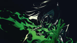 Mysterious Green Smoke Figure Artwork Wallpaper