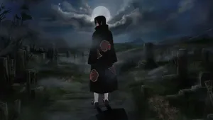 Mysterious Itachi Moonlit Graveyard Wallpaper