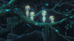 Mysterious Kodama In The Forest Of Princess Mononoke Wallpaper