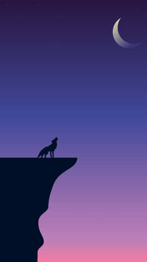 Mysterious Lone Wolf In Moonlight Wallpaper