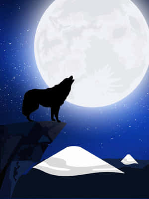 Mysterious Lone Wolf In The Moonlight Wallpaper