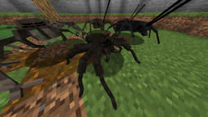 Mysterious Minecraft Spider Lurking In The Shadows Wallpaper