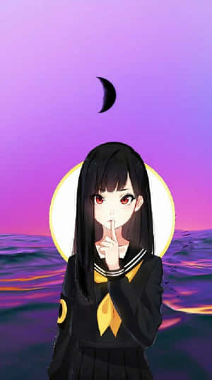 Mysterious_ Purple_ Sunset_ Anime_ Girl.jpg Wallpaper