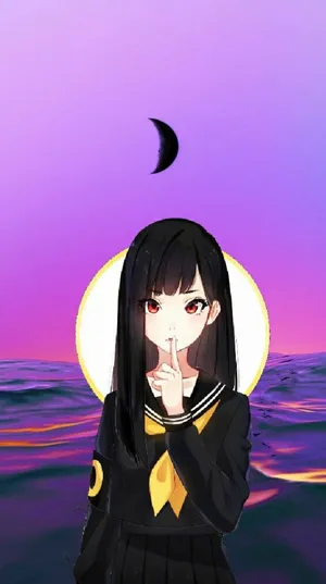 Mysterious_ Purple_ Sunset_ Anime_ Girl.jpg Wallpaper