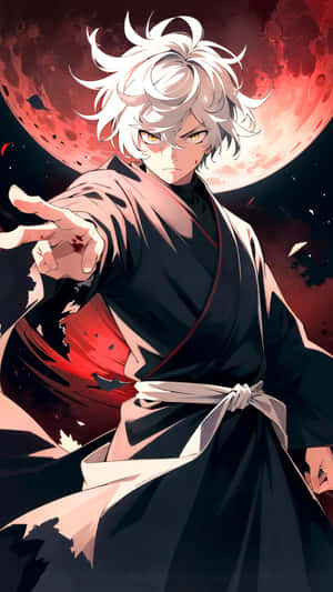 Mysterious_ Samurai_ Under_ Blood_ Moon Wallpaper