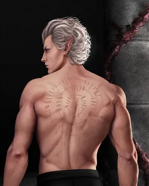 Mysterious Scarred Elf Back Wallpaper