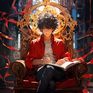 Mysterious Scholar With Golden Ornament Wallpaper