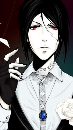 Mysterious Sebastian Michaelis In Action Wallpaper