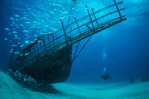 Mysterious Shipwreck On A Lonely Shore Wallpaper