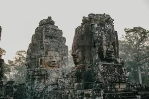 Mysterious Stone Face In Angkor Thom, Cambodia Wallpaper