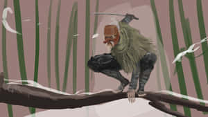 Mysterious Tengu Amidst The Forest. Wallpaper