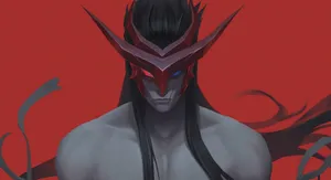 Mysterious_ Warrior_ Red_ Background Wallpaper