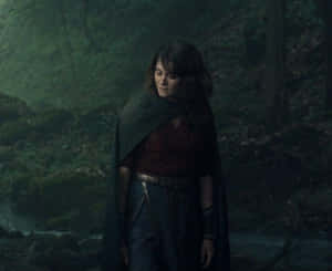 Mysterious Womanin Forest Cloak Wallpaper