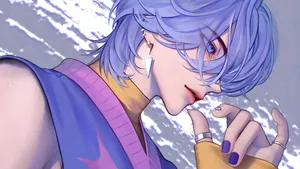 Mystery Saja Blue Hair Character Wallpaper