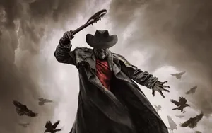 Mystic Cowboyin Stormy Skies Wallpaper