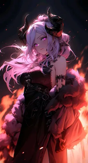 Mystic_ Demon_ Girl_in_ Flames Wallpaper