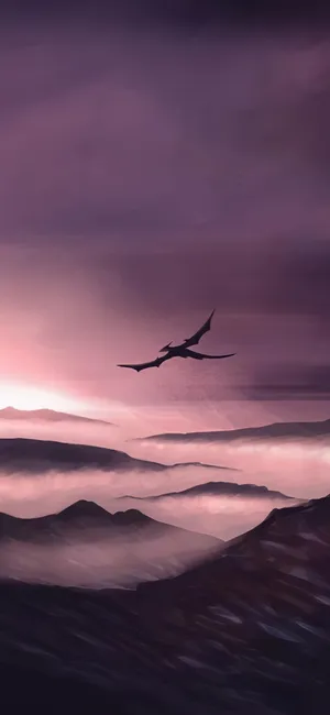 Mystic_ Dragon_ Flight_at_ Dusk Wallpaper