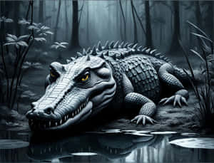 Mystic Forest Crocodile Wallpaper