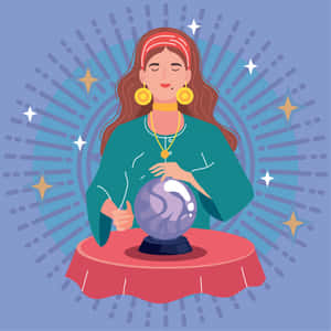 Mystic Fortune Teller With Crystal Ball Wallpaper