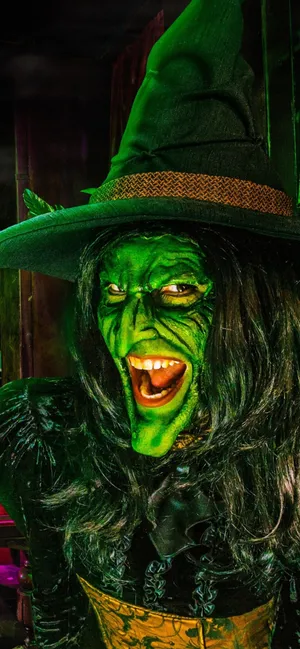 Mystic Green Witch In Nature Wallpaper