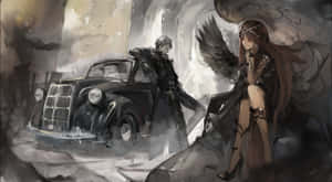 Mystic_ Guardians_and_ Vintage_ Car Wallpaper