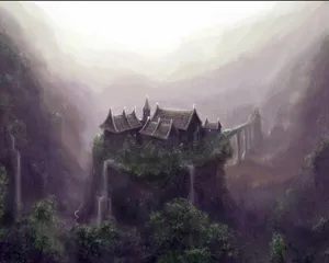 Mystic_ Mountain_ Castle Wallpaper